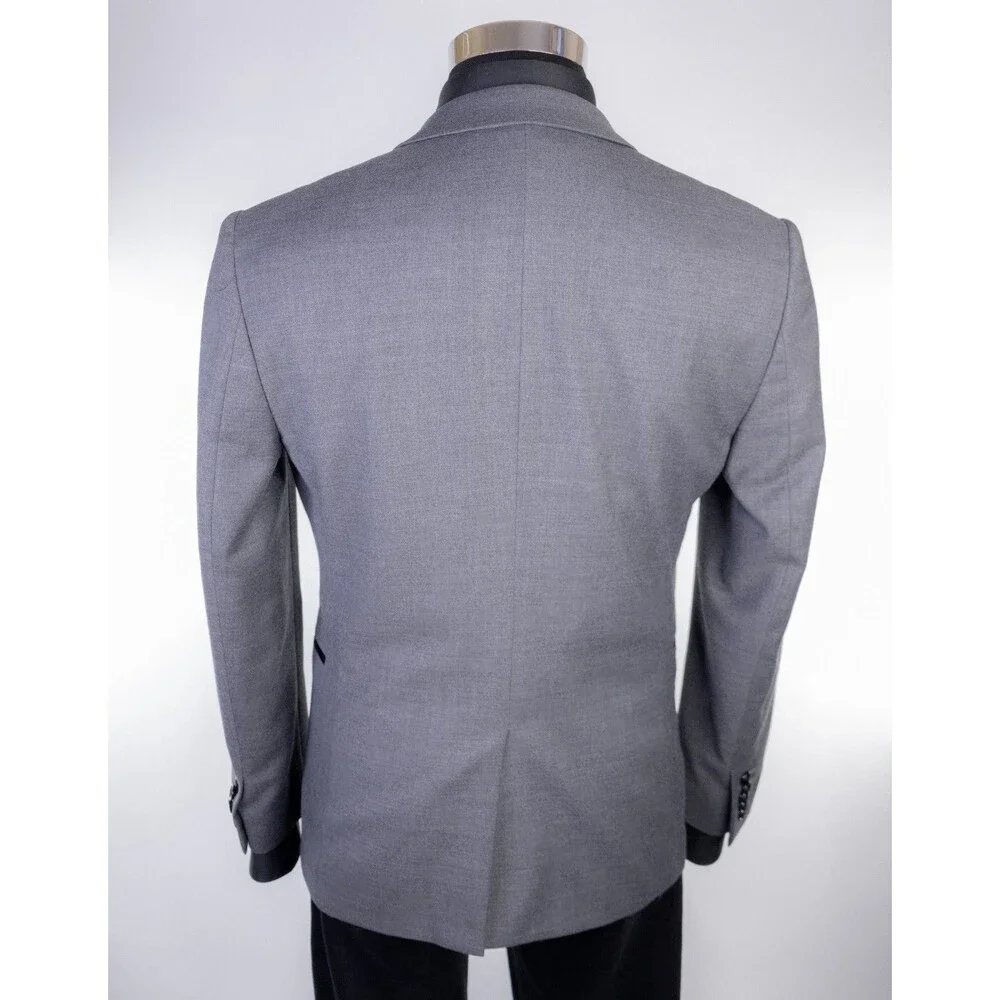 Express Slim Blazer Tuxedo Jacket Solid Gray Size 36S One Button Coat